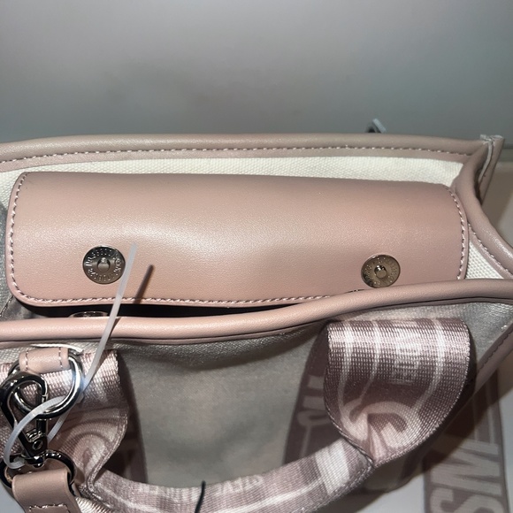 New Cream Steve Madden Mini Tote Purse Bag TikTok Bwebber Pink Multi Crossbody - Picture 3 of 7